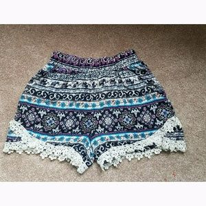 Charlotte russe xs elephant/tribal shorts